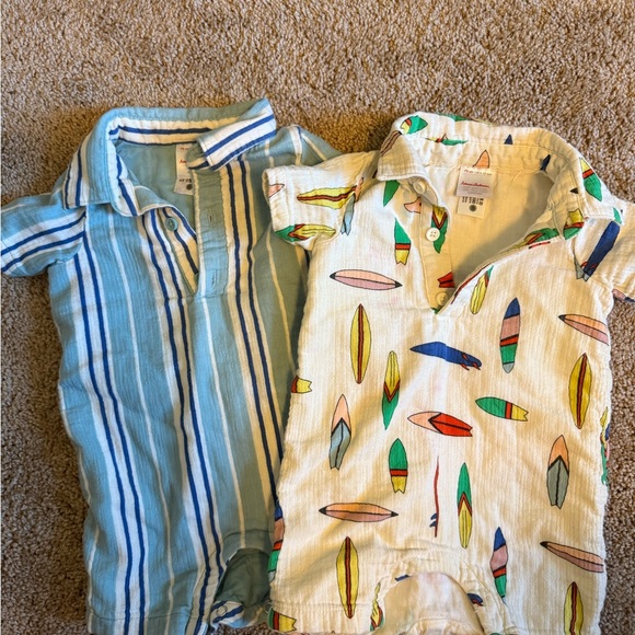 Hanna Andersson Blue Striped and Surfboard Print Kids Shirts - Picture 1 of 2